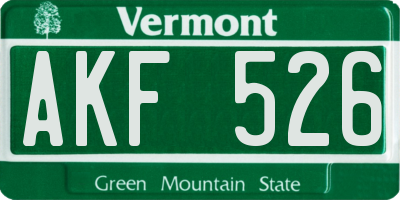 VT license plate AKF526
