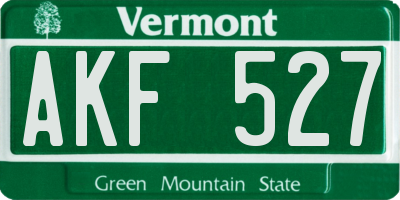 VT license plate AKF527