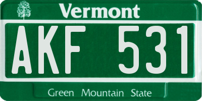 VT license plate AKF531