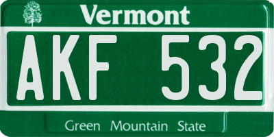 VT license plate AKF532