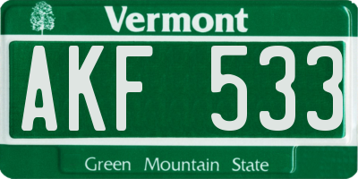 VT license plate AKF533