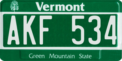 VT license plate AKF534