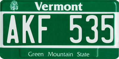 VT license plate AKF535