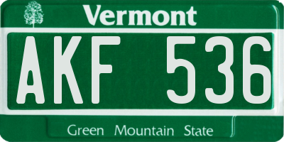 VT license plate AKF536