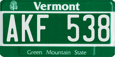 VT license plate AKF538