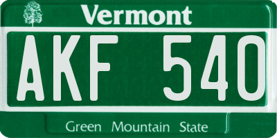 VT license plate AKF540