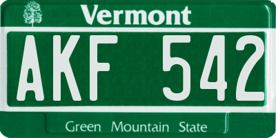 VT license plate AKF542