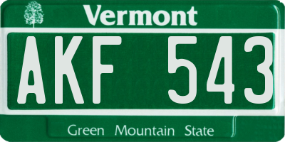 VT license plate AKF543