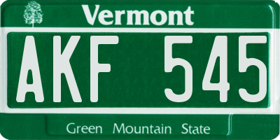 VT license plate AKF545