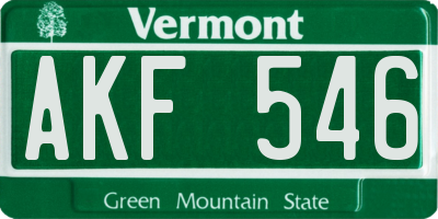 VT license plate AKF546