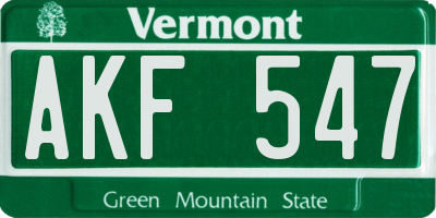 VT license plate AKF547