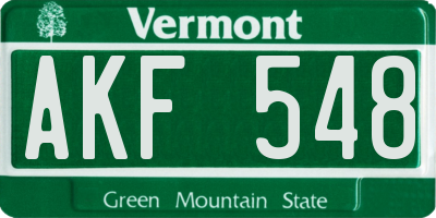 VT license plate AKF548
