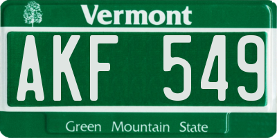 VT license plate AKF549