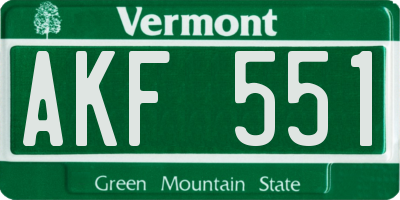 VT license plate AKF551