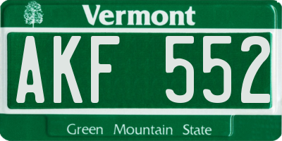 VT license plate AKF552