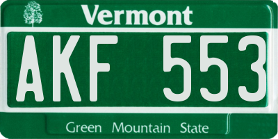 VT license plate AKF553