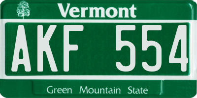 VT license plate AKF554