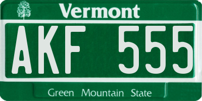 VT license plate AKF555