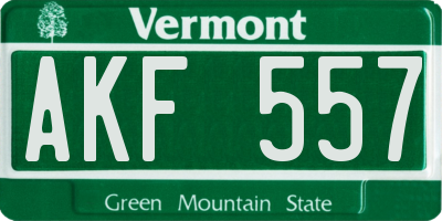 VT license plate AKF557