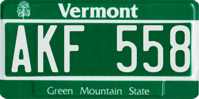 VT license plate AKF558