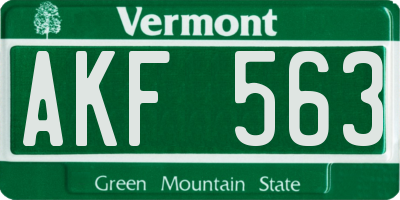 VT license plate AKF563