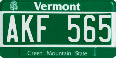VT license plate AKF565