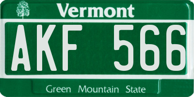 VT license plate AKF566