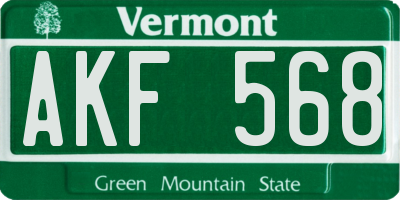 VT license plate AKF568