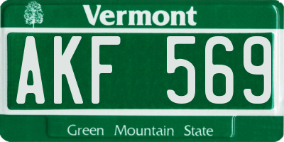 VT license plate AKF569