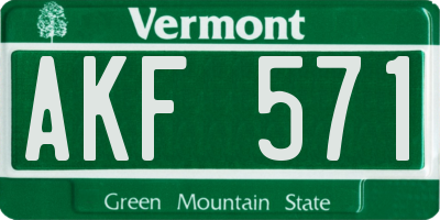 VT license plate AKF571