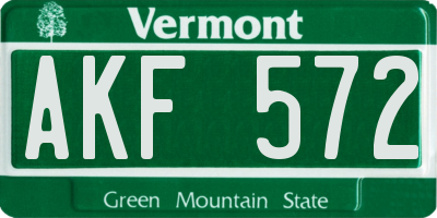 VT license plate AKF572