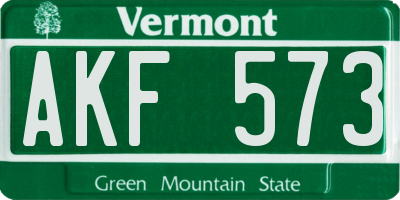 VT license plate AKF573