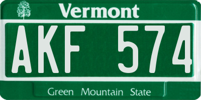 VT license plate AKF574