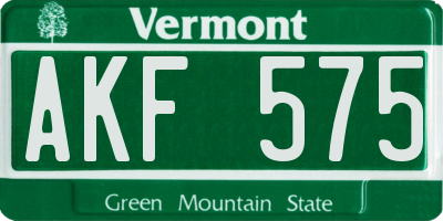 VT license plate AKF575