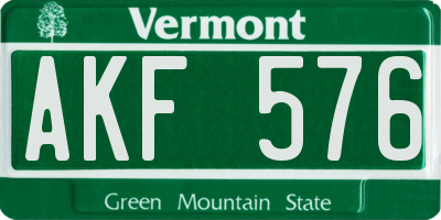 VT license plate AKF576