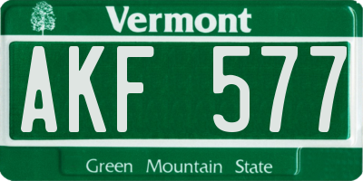 VT license plate AKF577