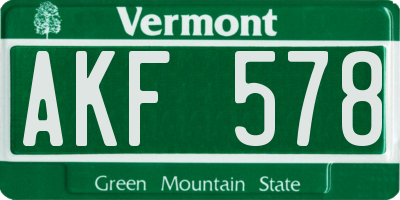 VT license plate AKF578