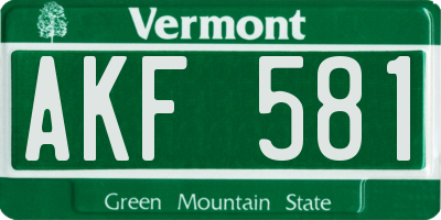 VT license plate AKF581