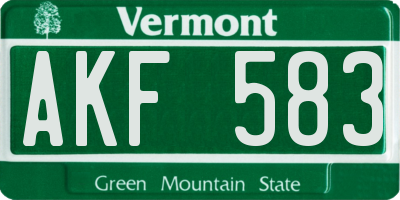 VT license plate AKF583