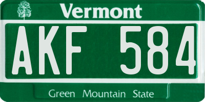 VT license plate AKF584