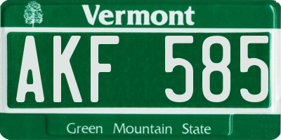 VT license plate AKF585