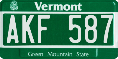 VT license plate AKF587