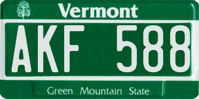 VT license plate AKF588