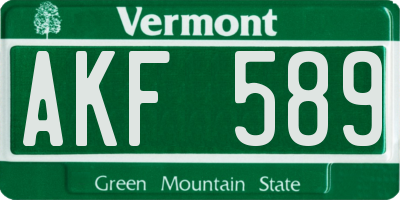 VT license plate AKF589