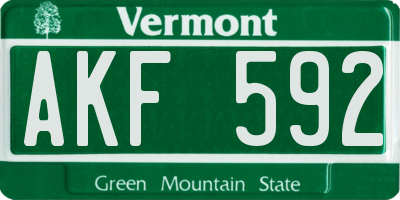 VT license plate AKF592