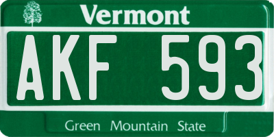 VT license plate AKF593