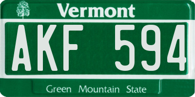 VT license plate AKF594
