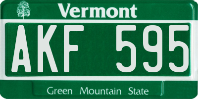 VT license plate AKF595