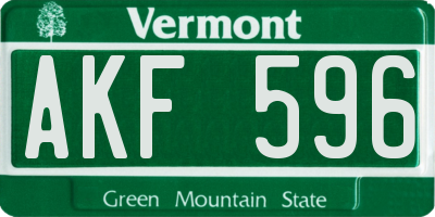 VT license plate AKF596