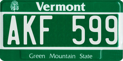 VT license plate AKF599